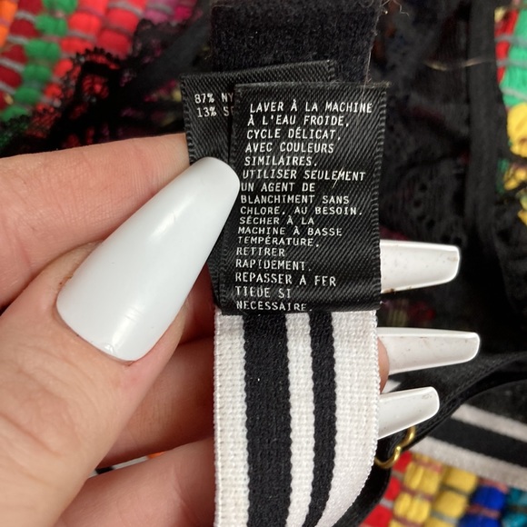 FreePress®️ Black Lace Bralette with B/W Striped Straps & Elastic Band NWOTs - Picture 8 of 8